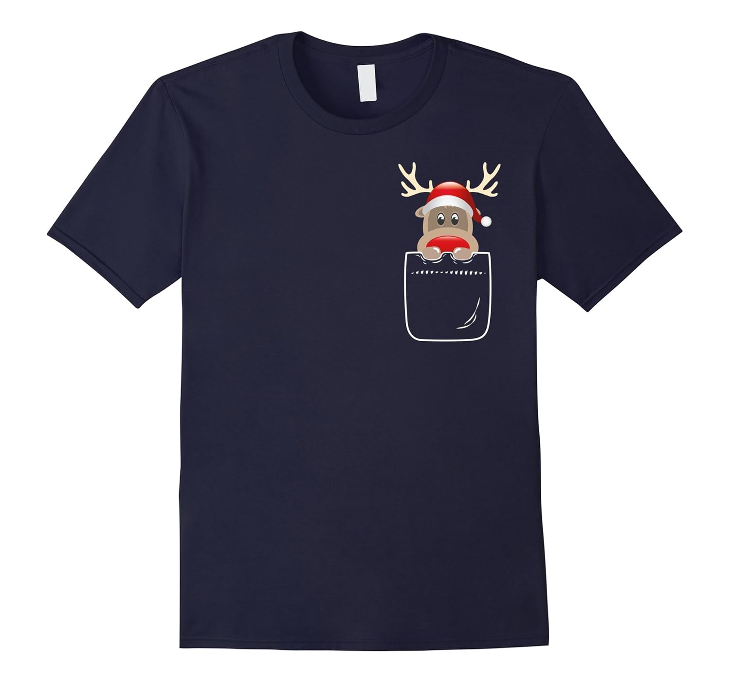 Cute Christmas Santa Reindeer In Your Front Pocket T-Shirt-Rose