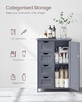 VASAGLE Narrow Bathroom Cabinet with 4 Drawers Grey LHC41GY view 4