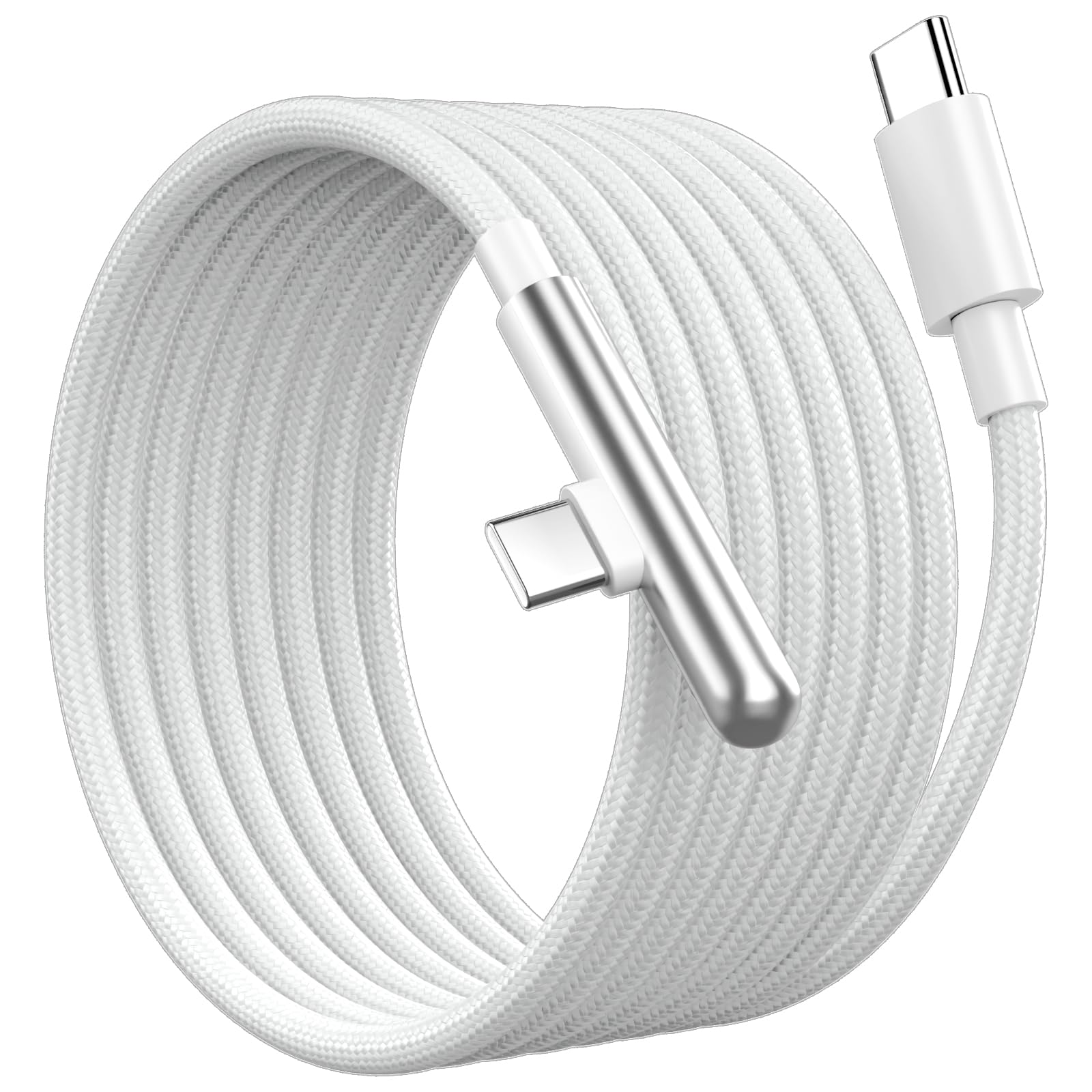 Photo 1 of 16FT USB C Cable Fast Charging 240W,Extra Long USB C to USB C Cable 16foot Type C Right Angle Charger Data Cord Braided for iPhone 17 16 Pro Max 15/iPad/MacBook Pro Air/Galaxy S26 S25 S24 Ultra,White