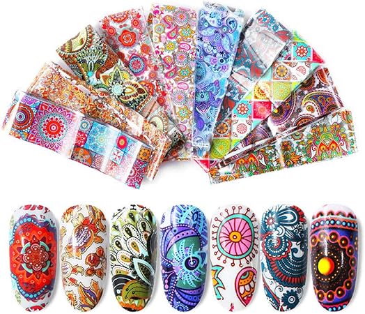 Amazon 10枚ミックスネイルホイルシール １ボトルネイルホイル専用ジェル ネイルデコレーション Seniao シール ステッカー 通販