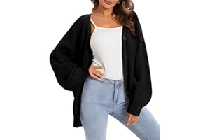 QUALFORT Cardigan Sweaters for Women 100% Cotton Button-Down Oversized Knit Outerwear Fall Tops for Women 2026