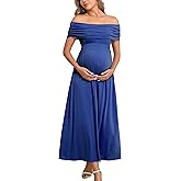 Off The Shoulder Maxi Maternity Dress for Photoshoot Baby Shower Sleeveless Casual Long Dresses