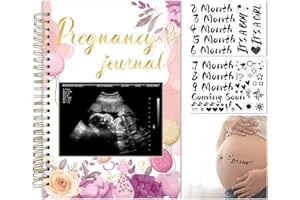 SEUNKIEER Pregnancy Journal Memory Book, Baby Memory Book with Month Memory Tatoo Stickers - The Perfect Planner to Track Your Little Ones Life-Changing Journey, Best Mom Pregnancy Gift