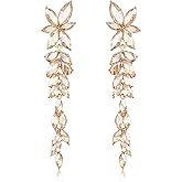 EVER FAITH Marquise Crystal Bridal Earring for Bride Bridesmaid, Elegant Rhinestone Chandelier Flower Wedding Prom Dangle Earrings for Women