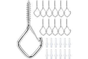 Ticway 12 PCS Q-Hanger Hooks for String Lights, Ceiling Hangers for Plants & Wind Chimes, Christmas Decorations Outdoor Hooks 304 Stainless Steel
