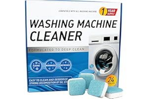 24 Pack Washing Machine Cleaner Tablets – Deep Clean Descaler Pods for Front Load, Top Load & HE Washers – Septic Safe, Eco-F