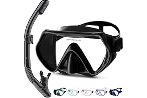 MELUMILU Snorkeling Gear, Dry Snorkel Set180° Panoramic Wide View,Anti-Fog Scuba Diving Mask, Professional Snorkeling Gear for Free Breathing, Swimming, Diving
