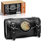 Rogierra 7.2L Leather Motorcycle Tool Bag Universal Motorcycle Fork Handlebar Bag Saddlebags Sissy Bar Storage Tool Bag for Harley Bikes