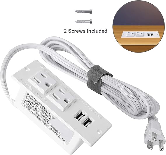 Conference Recessed Power Strip Socket,Desktop Power Grommet Power Strip with 2Outlet & 2 USB