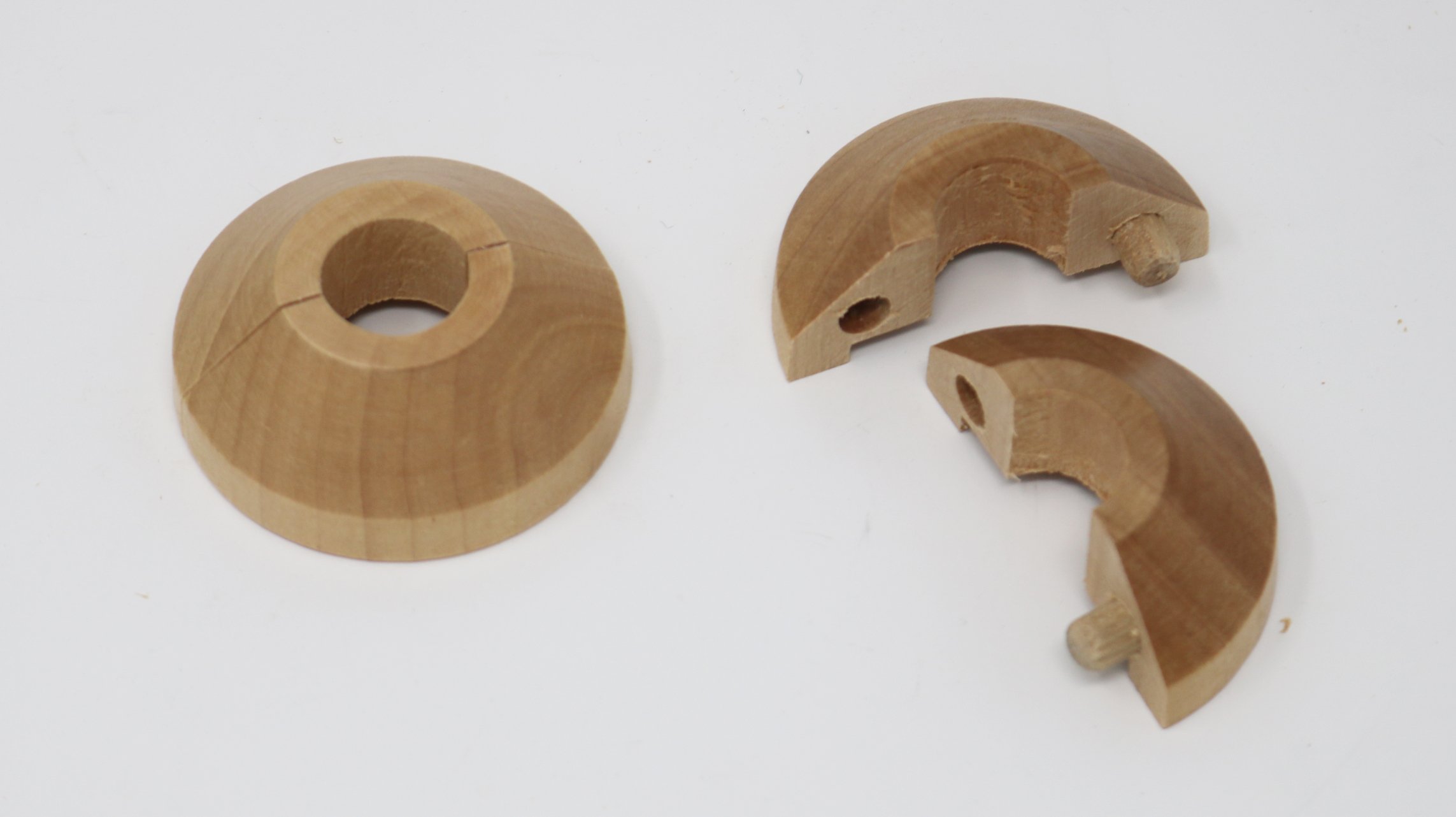 Visua Solid Wood Pipe Collars/Roses/Entry Points to fit 15mm Pipes. 4 Wood Finishes Available. Pack of 2. (Maple)