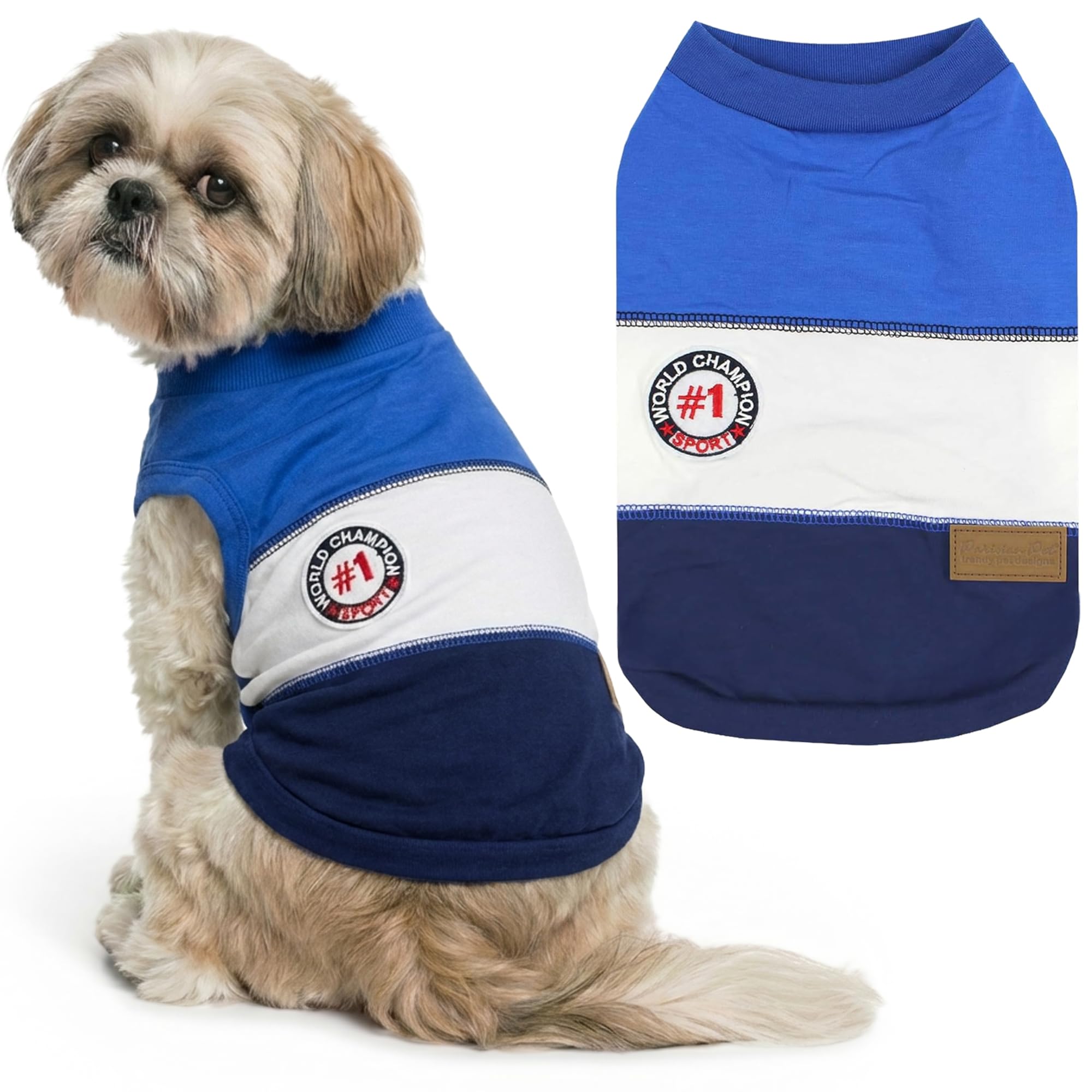 Parisian Pet Dog Clothes Cat Apparel Outfits World Champion Tank, Blue, M