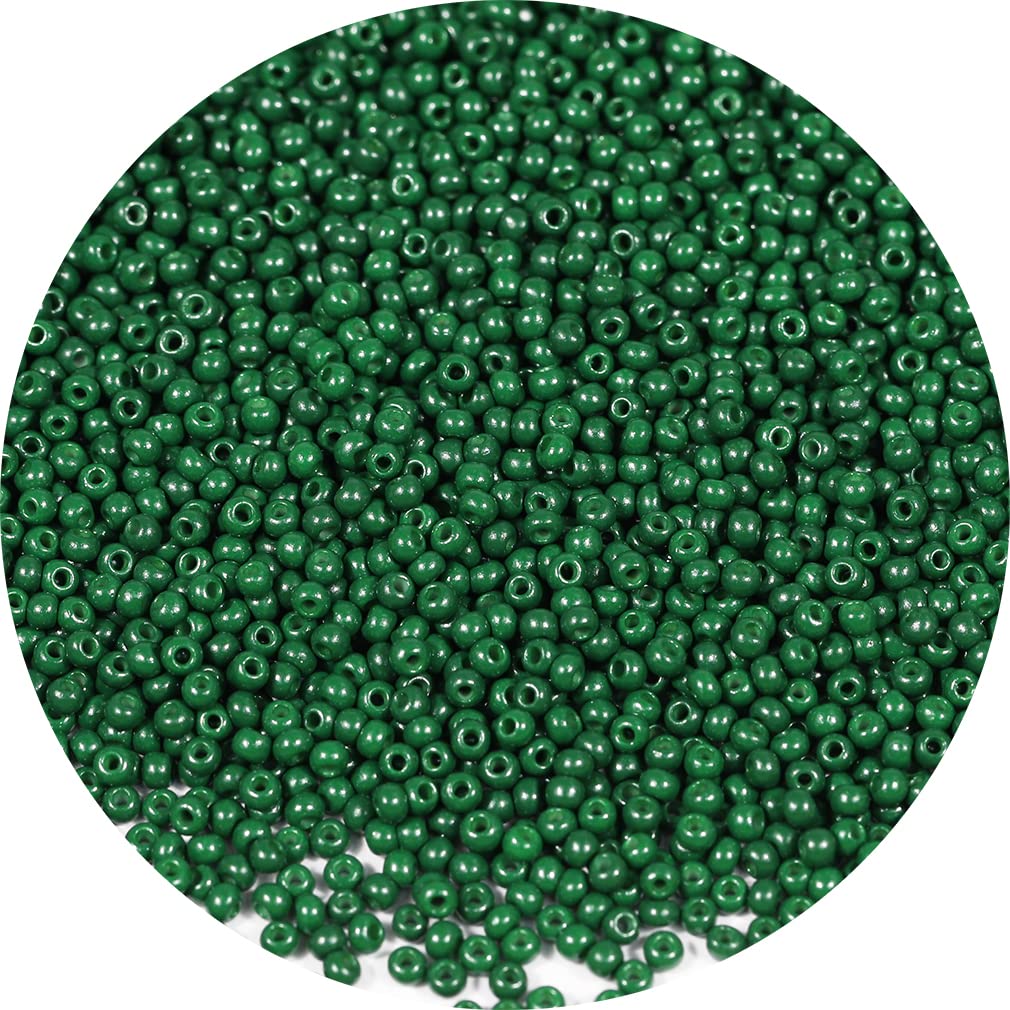 Bala&Fillic Size 2mm Blackish Green Color Seed Beads 9000+pcs/100 Grams, 12/0 Round Glass Craft Beads for Making Jewelry Earring Bracelets Necklace
