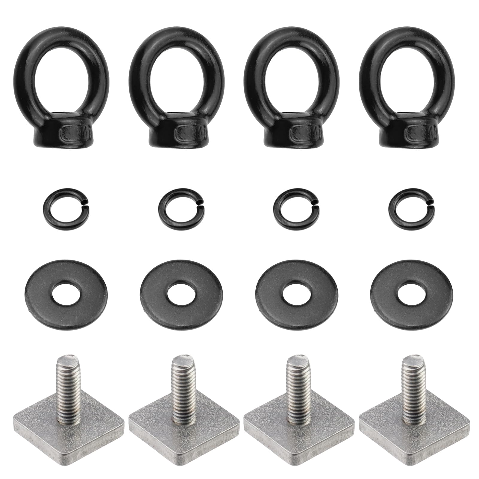 Photo 1 of Antrader Roof Rack Bolts,4 Sets M6 T Track Bolts Eye Bolts with Nuts Heavy Duty Eye Bolt Stainless Steel T Bolt Eye Nut Tie Down Ring for Holding Bungee Cord Rope Hooks,Black