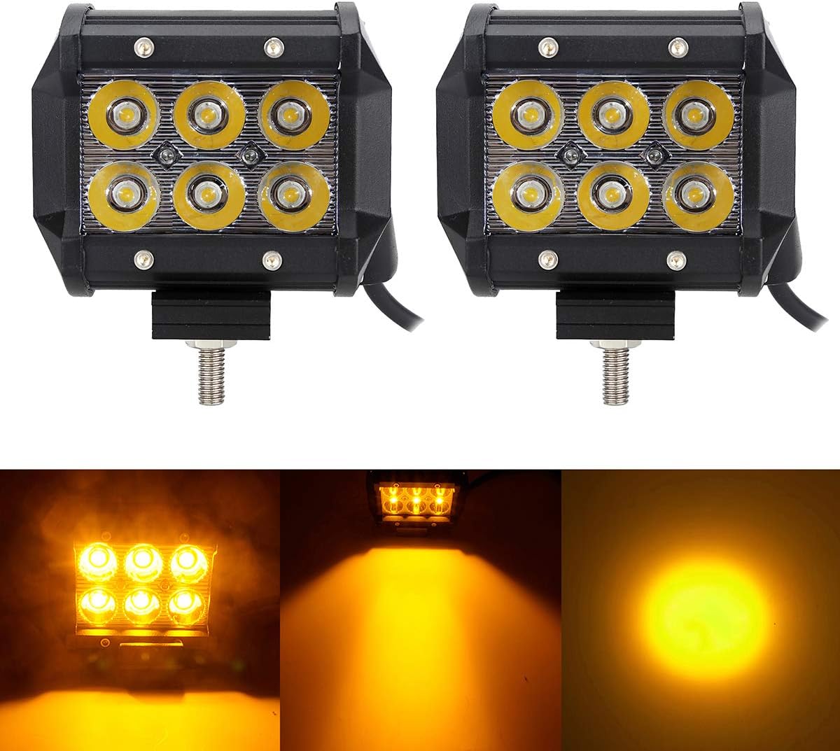 Auxmotec Amber Led Foglight Driving Work Light Bar Spot 7" 36W Off-road Pod Fog Lamps 12V 24V Lighting for Truck Car ATV UTV SUV Off-road Bike Polaris Motorcycle Tractor 12V 24V 2pcs: Automotive