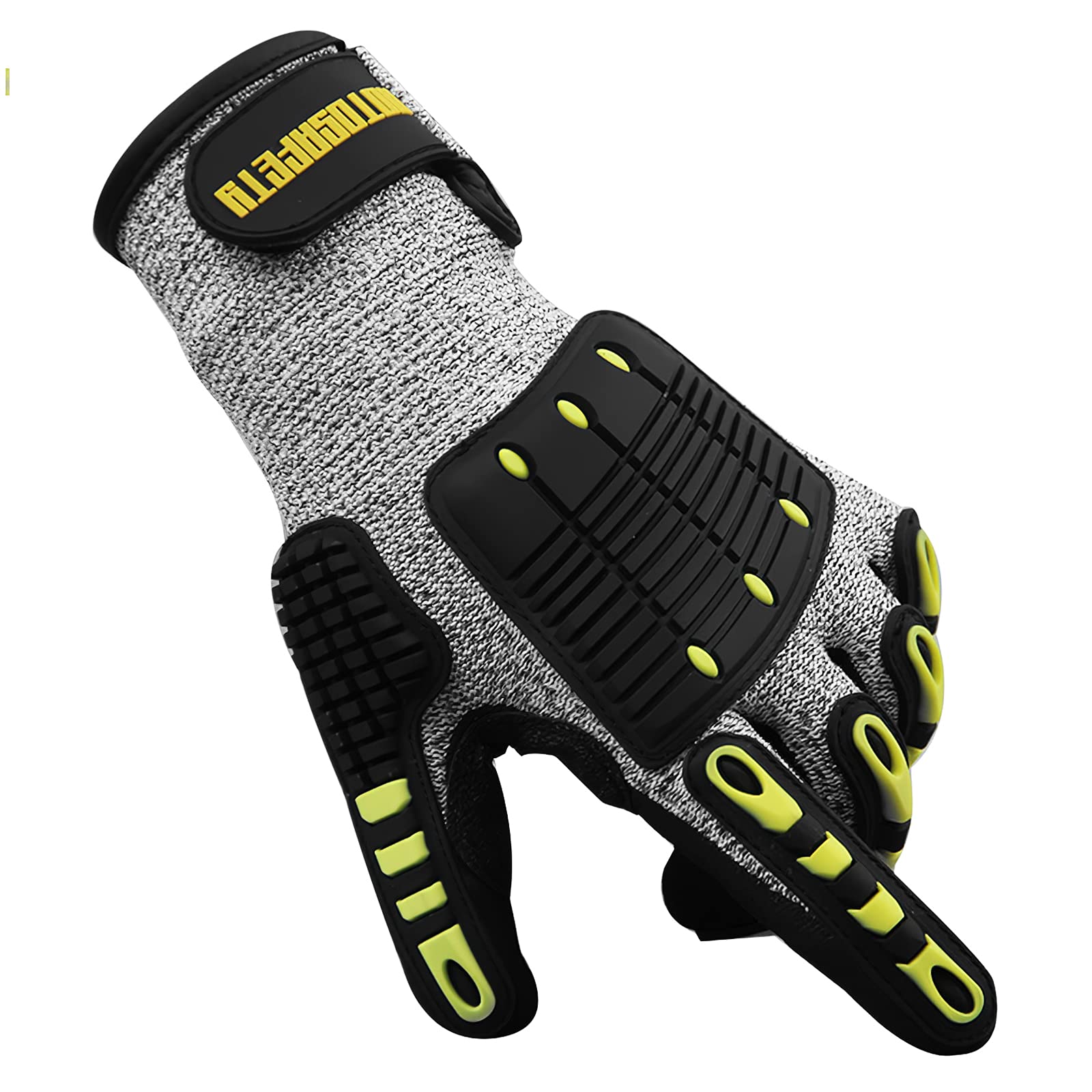 XGOPTS Mechanics Anti Vibration Gloves, TPR Anti Impact Cut Resistant Safety Work Gloves for Drilling Equipment Operation, Tool Handling, Mechanical, Automobile, Construction, Farming(1 Pair)