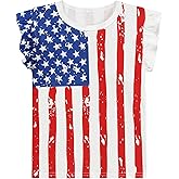 Patriotic T-Shirts Toddler Girls 4th of July Shirts Summer Tees Kids American Flag Tops