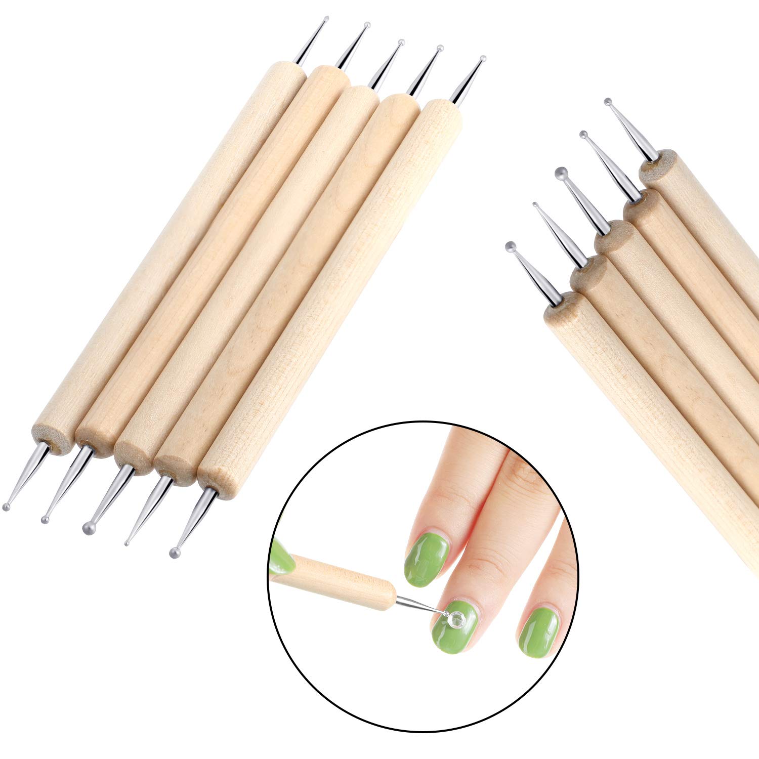20 Pieces Snip Tip Applicator Tips for E6000 Craft Glue 3.7 oz Tubes, 5 Pieces Wooden Ball Stylus Dotting Tools Kit for Rock Painting Pottery Clay Modeling Embossing Art