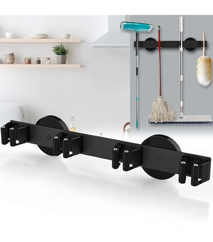 Strong Magnetic Mop Broom Holder, Heavy Duty Magnetic Mop Hanger For Refrigerators, Magnet Wall Mount Broom Holder For Cleaning Tools, Anti-slip Storage Rack For Home Kitchen Workshop Laundry Garage