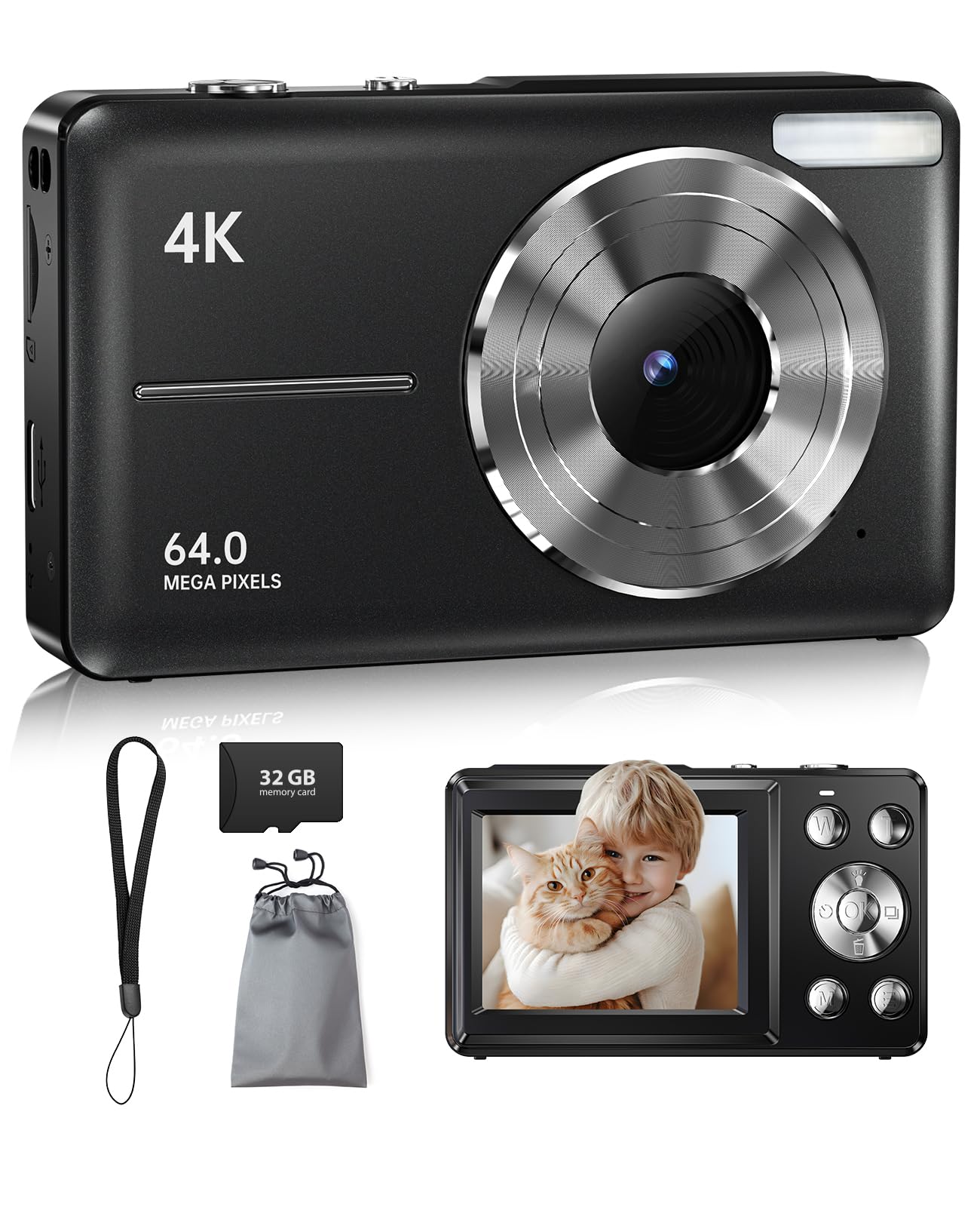 Kids' Digital Camera, Not Real 4K UHD 18X Zoom Camera with Auto Focus, Image Stabilization, 48MP, Ideal for Children's Photography