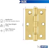 XFORT 3 Inch Polished Brass Ball Bearing Hinges 75mm 1.5 Pair view 6