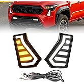 Front Bumper LED Daytime Running Lights Compatible with 2024 2025 Toyota Tacoma Fog Lights White DRL Daytime Running Lamp Amber Turn Signal Light