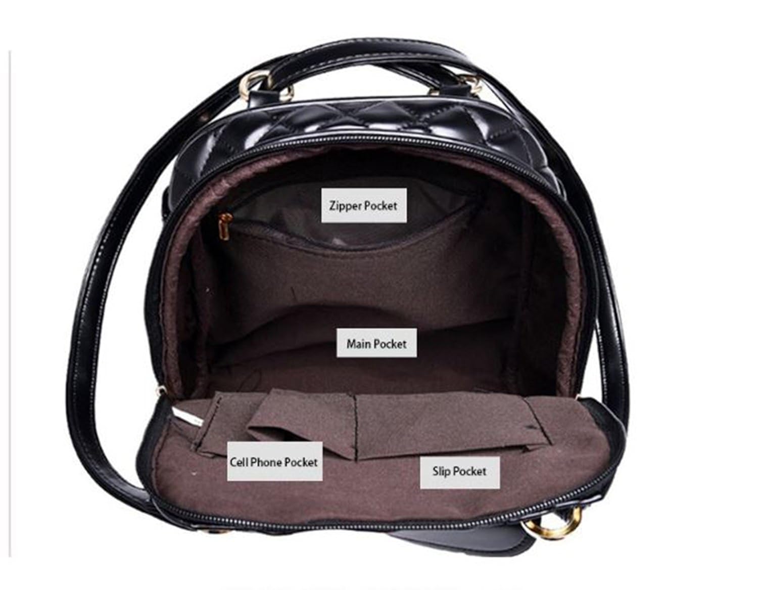 di grazia women's 2 way convertible backpack handbag (black-quilted-teddy-backpack, black)