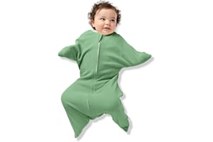 SleepingBaby Zipadee-Zip Transition Swaddle - Cozy Fleece Wearable Blanket with Two-Way Zipper for Baby Sleep - Fleece Basil, Medium (6-12 Month)