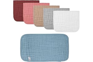 LTTOMN Muslin Burp Cloths 6 Pack,100% Cotton Baby Burping Clothes,Newborn Essential Must-Have Baby Registry,6 Layers Cotton Soft Washcloths,Multi-Colors Face Towels 20"x11"Large (Boys Non-cartoon-6Pack)