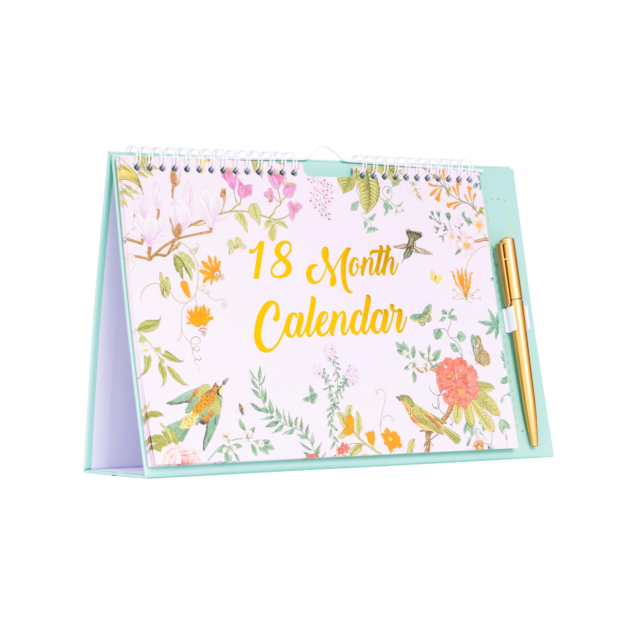 18 Month Desk Calendar July 2025 to December 2026 - Month to View Free Standing Spiral Desktop Planner - Flip Over with Space for Notes & Pen Included