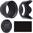 Set of 2 Camera Lens Hoods and 1 Lens Cap - Rubber (Collapsible ...