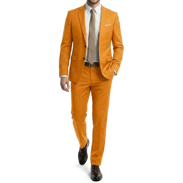 Cdkoke Men's Double Breasted Suit Peak Lapel Jacket & Short Pants