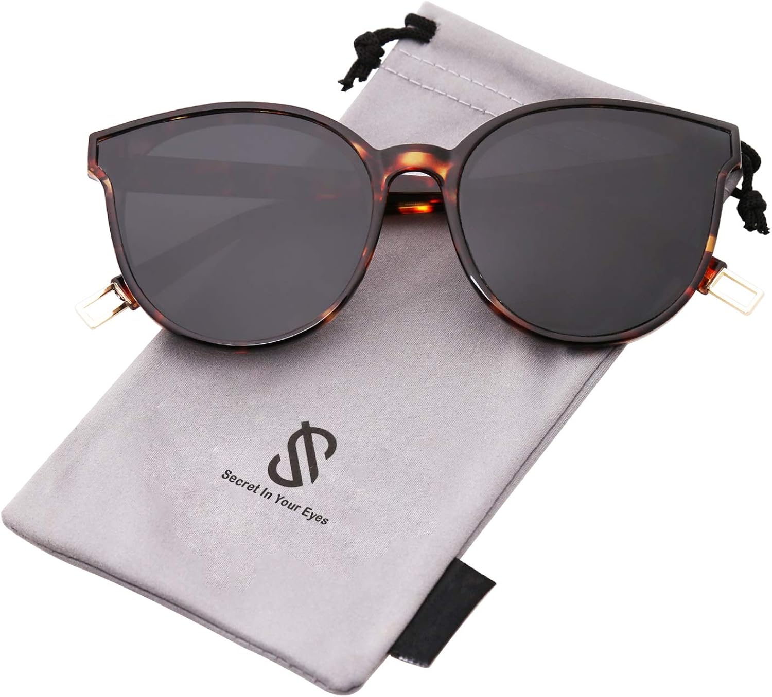 SOJOS Fashion Round Sunglasses for Women Men Oversized Vintage Shades SJ2057 with Tortoise Frame/Grey Lens: Clothing