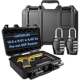 Handgun Case Lockable-Firearm Travel Pistol Case with 2 TSA Locks Included, Pistol Carrying Case Hard Shell, Waterproof Hard Gun Case for Pistol 12.6 x 9.41 x 4.42 Inches, Gun Storage Case with Foam