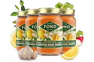FOND NOURISH DELIGHT FOND Regenerative Pasture-Raised Chicken Bone Broth Infused with Organic Lemon & Garlic – Slow-Simmered Chicken Broth for Rich and Nourishing Flavor, Nutrient-Dense, Artisan Quality – 14 oz (4-Pack)