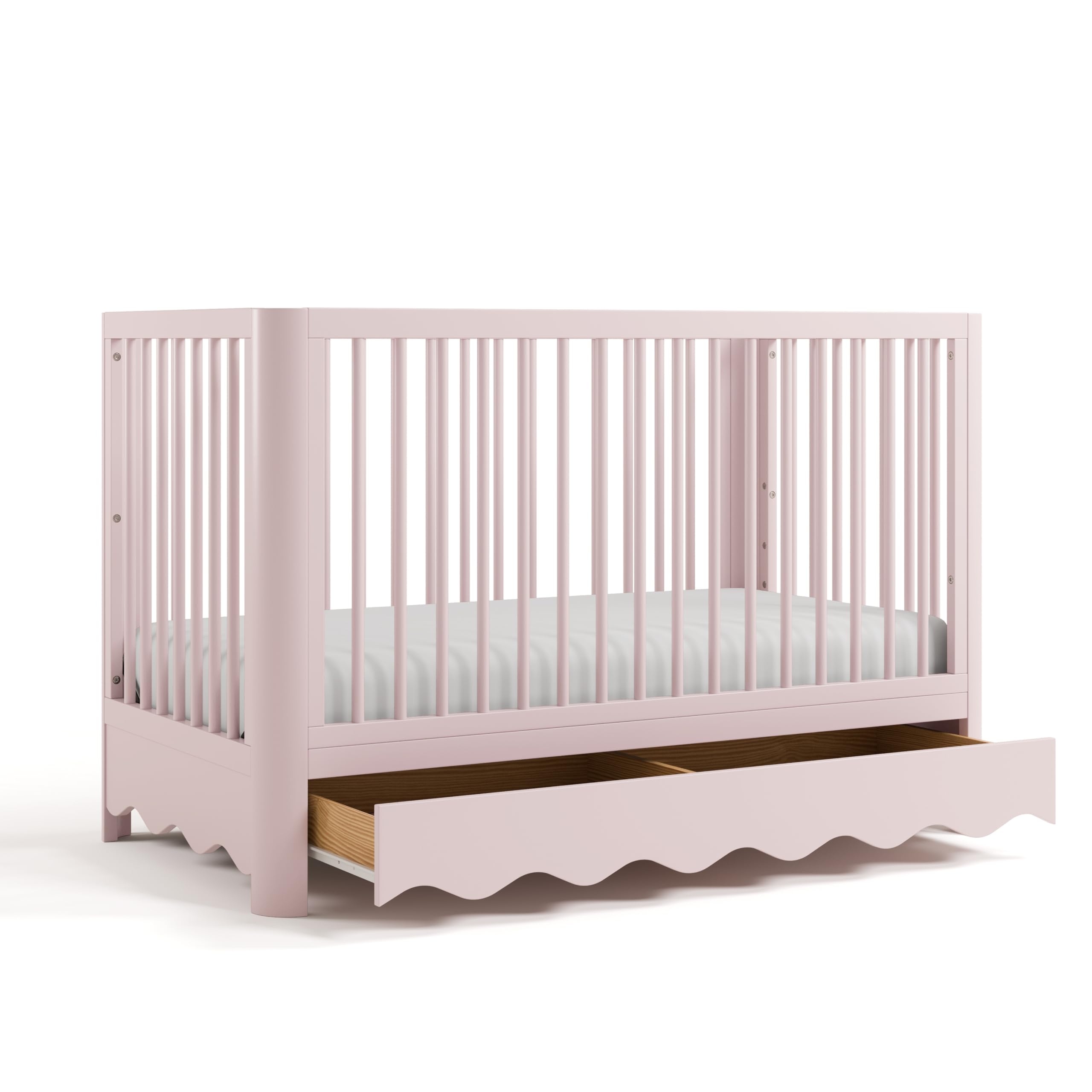 Photo 1 of Storkcraft Casablanca Convertible Crib with Drawer and Toddler Guardrail (Blush) – GREENGUARD Gold Certified, Toddler Bed Conversion Kit Included, Fits Standard Crib Mattress