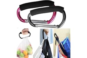 Large Stroller Hooks for Mommy, 2 pcs Carabiner Stroller Hook Organizer for Hanging Purses, Diaper Bag, Shopping Bags. Clip F