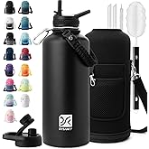 DYSANKY Insulated Water Bottle | Thickened Stainless Steel for Gym and Hiking with Straw, Carrier Bag, Handle Strap | BPA-Free 87 oz