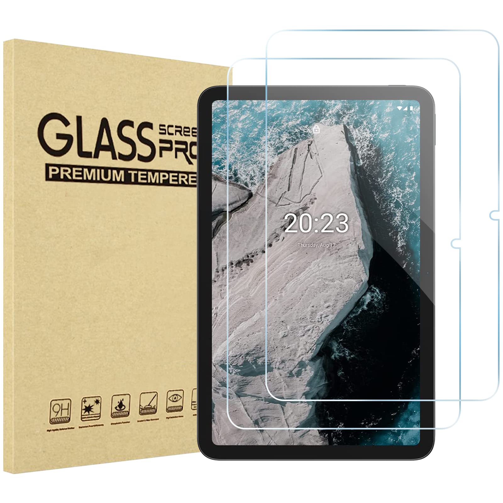 ProCase Pack of 2 Tempered Glass Screen Protectors for Nokia T20 10.4 Inch (10.36 Inches) 2021 Tablet, Anti-Scratch 0.33 mm Thickness 9H Hardness