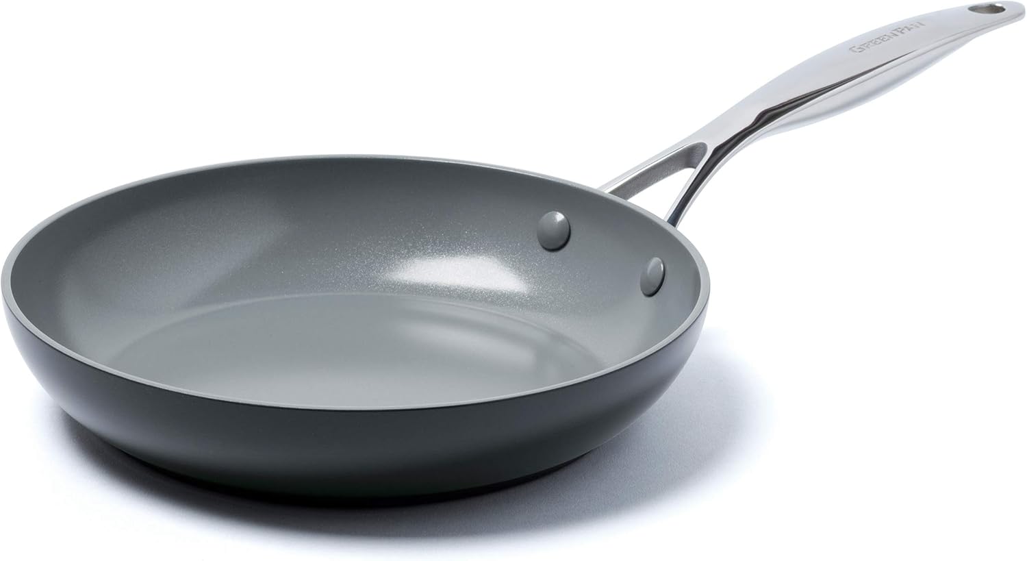 GreenPan Valencia Pro Hard Anodized Induction Safe Healthy Ceramic Nonstick, Fry pan, 8'', Gray: Kitchen & Dining