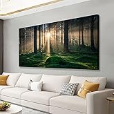 Sunrise Landscape Canvas Wall Art - 20x40 Inches - Tree and Forest Picture Artwork for Living Room and Bedroom Wall Decoration - Nature Painting Prints for a Serene Atmosphere
