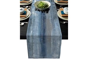 AILUER Blue Grey Table Runners Modern Art Farmhouse Linen Table Runners Dresser Scarves Retro Rustic Style for Party Kitchen Dining Table Coffee Holiday Party Decor (13"x 36", Blue Grey)
