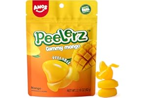 AMOS Mango Peelz Gummy Candy, Peeling Gummy Mango Resealable 2.19oz Bags (Mango 1Pack)