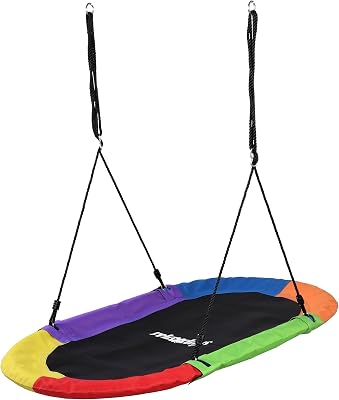 Baloiço oval de ninho, crianças e adultos, 300 kg, XXL para várias crianças, 150 x 80 cm, multicolorido