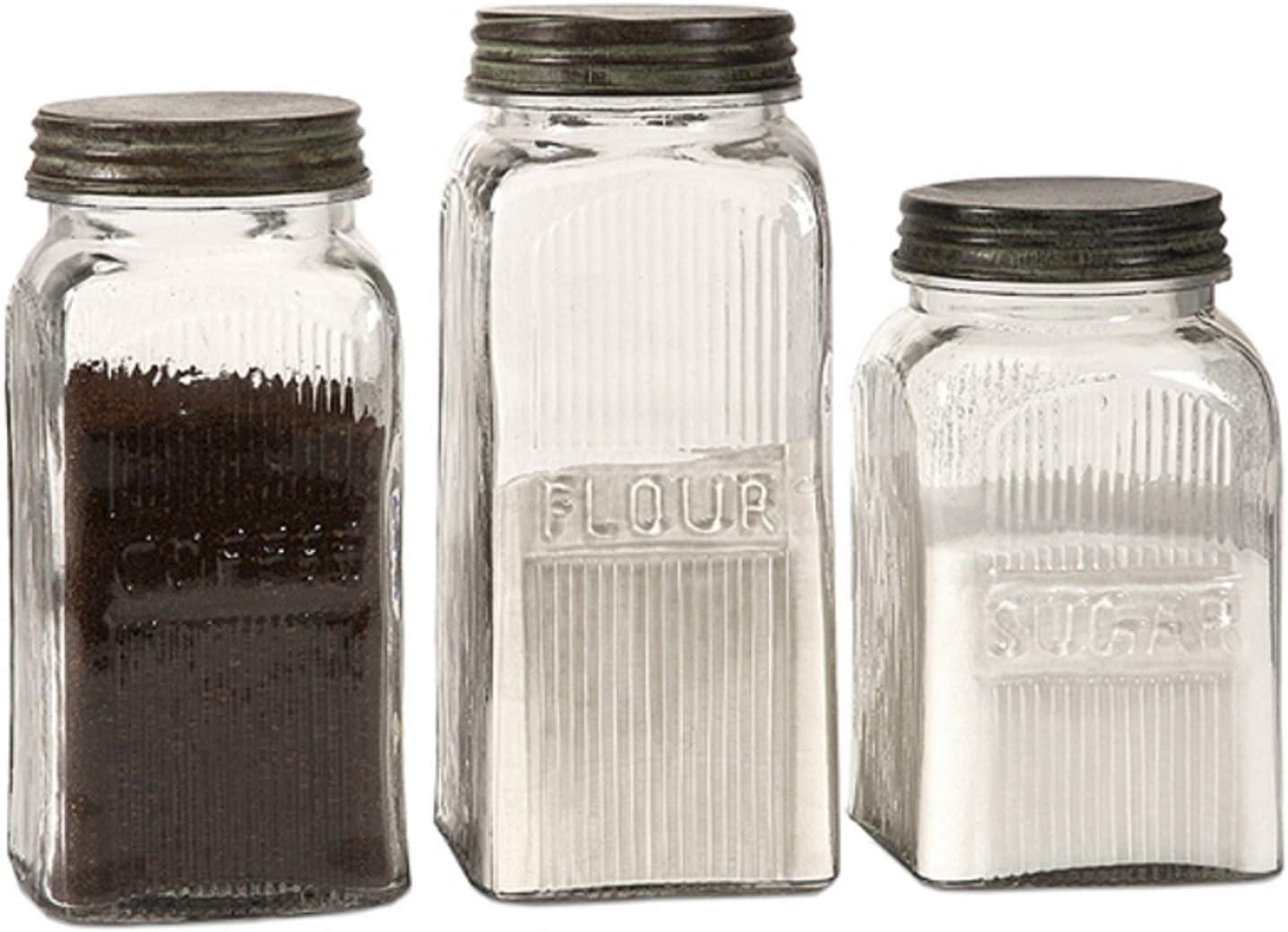 glass jars for flour and sugar