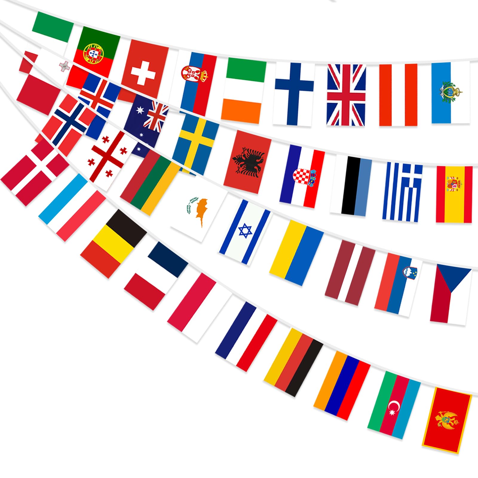 AhfuLife Eurovision Flag Bunting Party Decorations, 35 National Double Sides Fabric European Flag Bunting for Eurovision 2026 Song Contest Party Bar Club Garden and Street Decorations (1 Pcs)