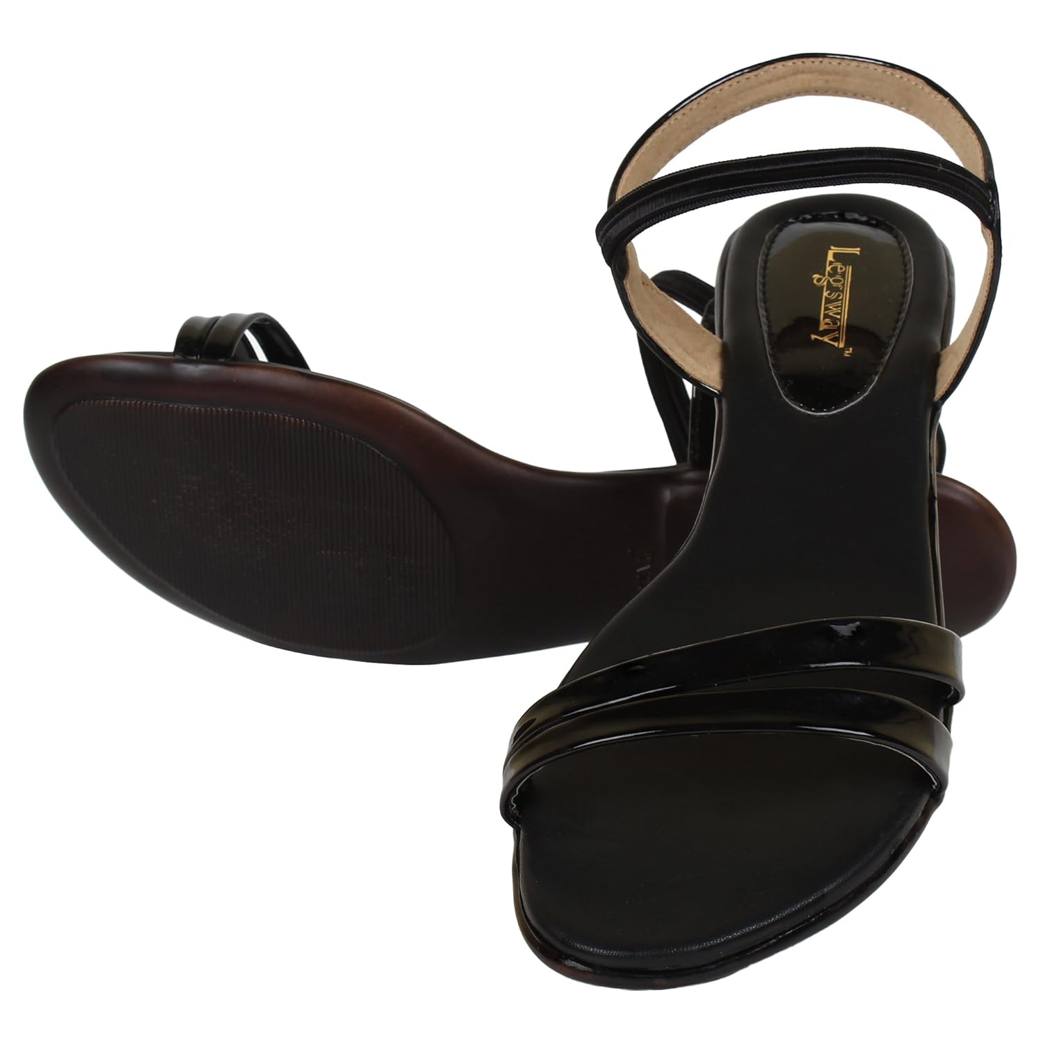 legsway women's sr-190 black kitten heels sandal