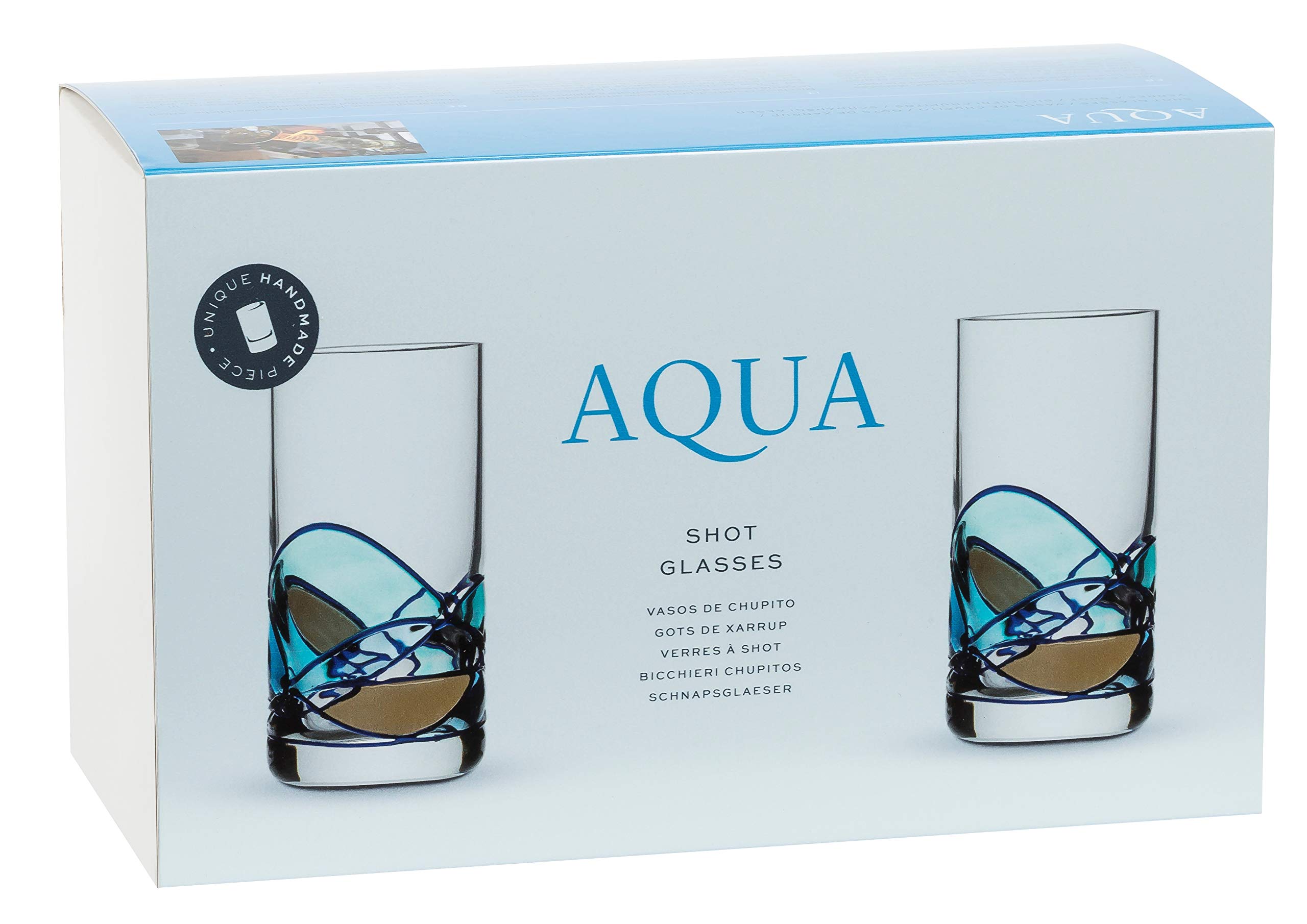 ART ESCUDELLERS Shot Glasses set, inspired by GAUDÍ style. Handmade and Handpainted for parties made by artists - Collection AQUA