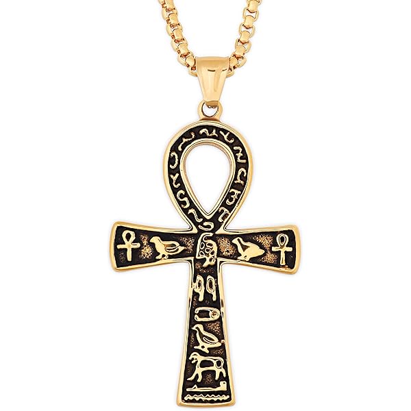 HZMAN Stainless Steel Large Ankh Cross Pendant Ancient Egyptian