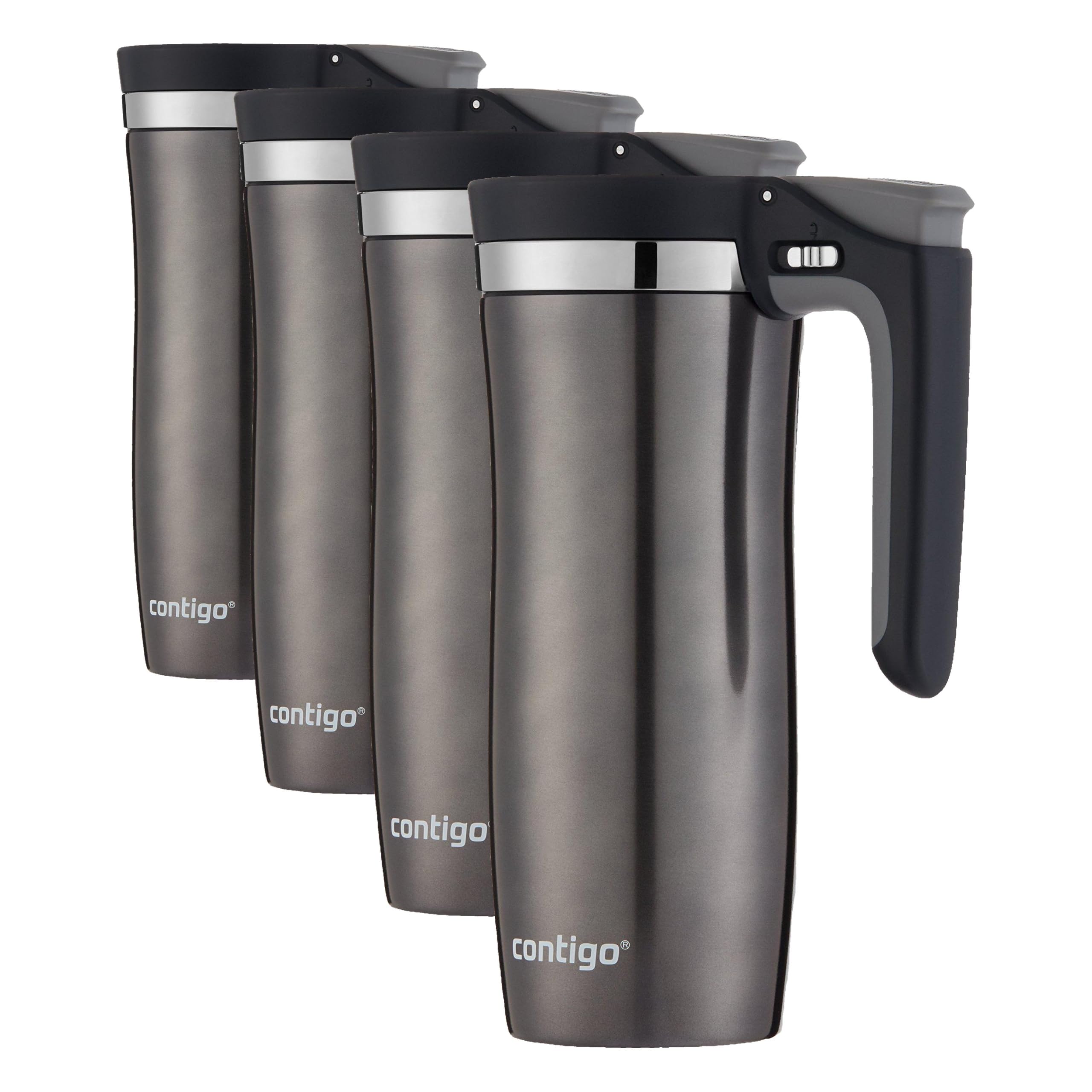 Contigo Stainless Steel Handled AUTOSEAL Travel Mug 16 oz | Leak-Proof | Easy-Clean Lid | For Coffee | Pack of 4 Image Contigo Stainless Steel Handled AUTOSEAL Travel Mug 16 oz | Leak-Proof | Easy-Clean Lid | For Coffee | Pack of 4 Image