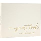 LONLAT Elegant Wedding Guest Book for Wedding Reception | Linen Cover, Guestbook for Baby Shower and Wedding Decor, 100 Blank Pages for Sign in, Polaroid Pictures and Photos